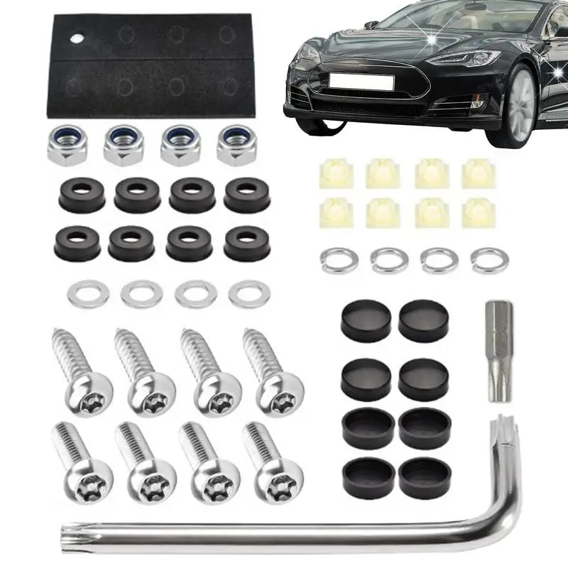 Licence Plate Screw Set Stainless Steel Bolts Fasteners Kits For Car Tag Frame Holder Security Screw Set For Fastening License