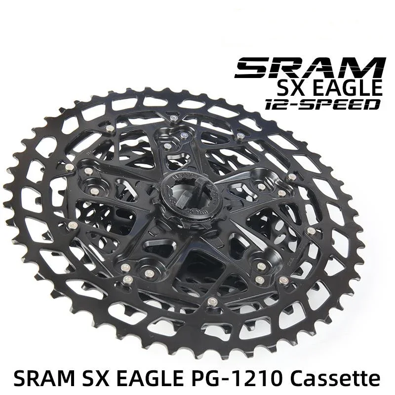 SRAM PG-1210 EAGLE™ CASSETTE FOR 12SPEED 10-50T Black PG TECHNOLOGY Works with low-cost wheels that have splined 8/9/10sp driver