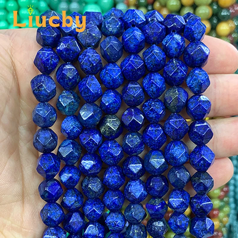 Natural Faceted Lapis Lazuli Blue Stone diamond Beads Handmade For Jewelry Making DIY exquisite Accessories 15