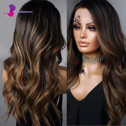 Peruca dianteira do laço base de seda para mulheres, cabelo humano, densidade 180, mel loiro, balayage, 13x4