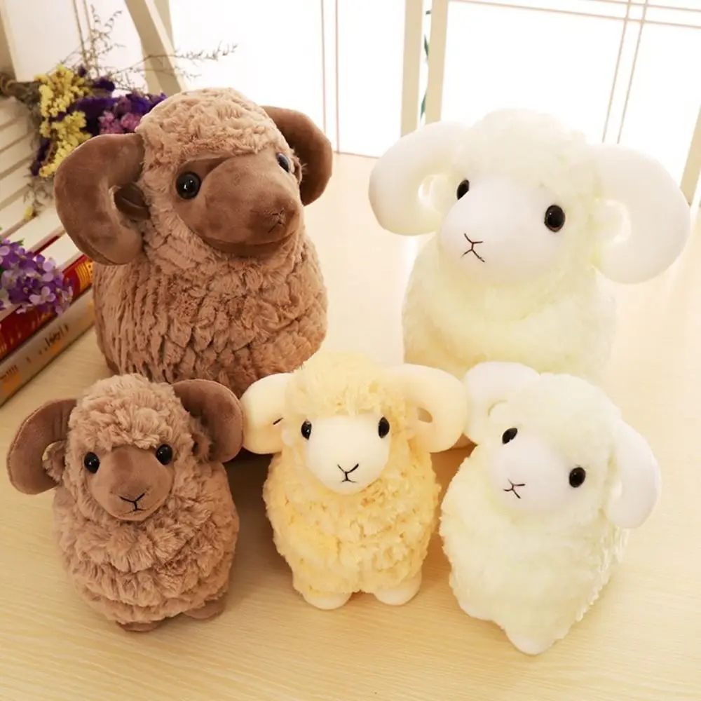 

Big Horns Baby Goat Plush Doll 25/35cm Fluffy Sheep Plush Toys Stuffed Cute Baby Goat Keychain Easter Gifts