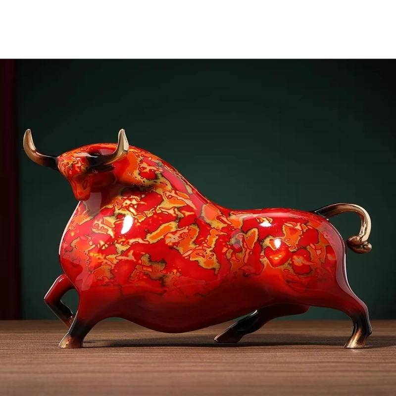 Niu Zhuan Qiankun Copper Bull Ornament Mascot Lucky Living Room Wine Cabinet Office Opening Housewarming Gifts
