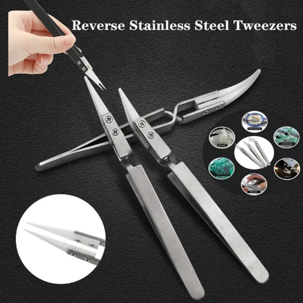 Stainless Steel Ceramic Tweezers High Temperature Resistant Ceramic Head Accessories Acid and Alkali Corrosion Resistant