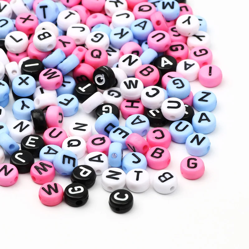 100-300pcs Mixed Letters Beads Round Flat Alphabet Spacer Beads For Jewelry Making Handmade Bracelet Necklace Diy Accessories