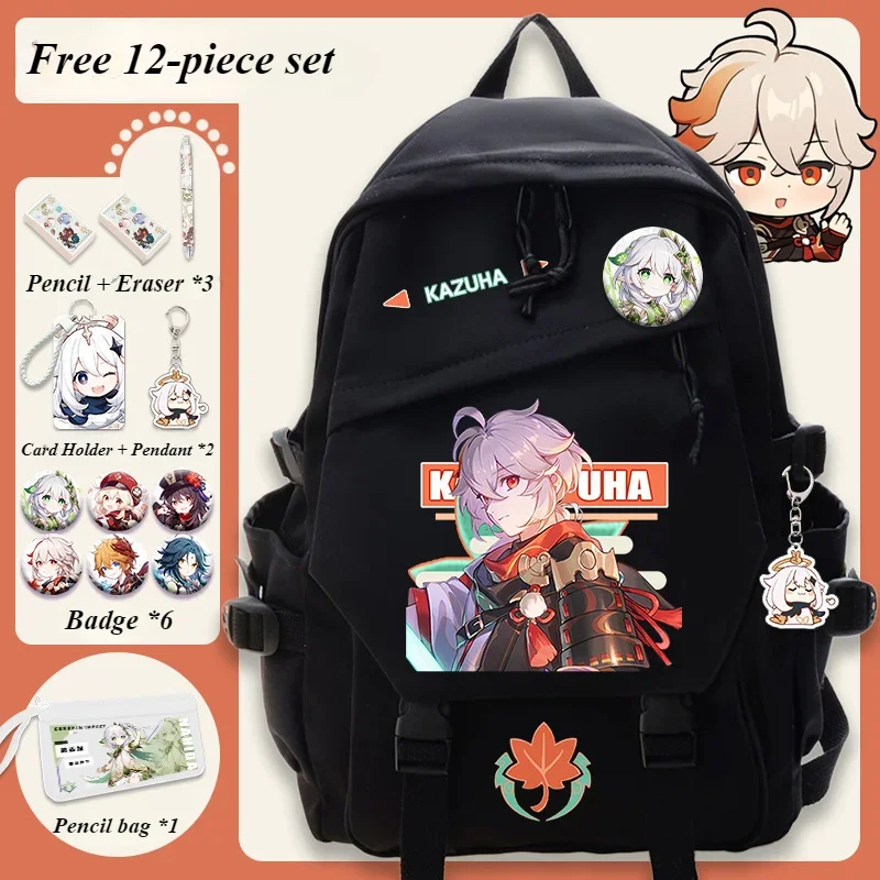 Imagem -02 - Genshin Impacto Mochila Anime Cosplay Estudantes Mochila Klee dos Desenhos Animados Bookbag Portátil Viagem Meninos Meninas Presentes