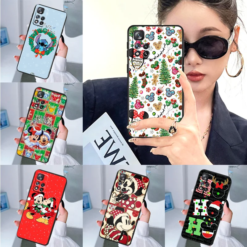 Cute Minnie Christmas For XiaoMi Redmi Note 11 12 13 S T Pro E ProPlus Turbo 4G 5G Shell Funda Soft Black Phone Case Silicone