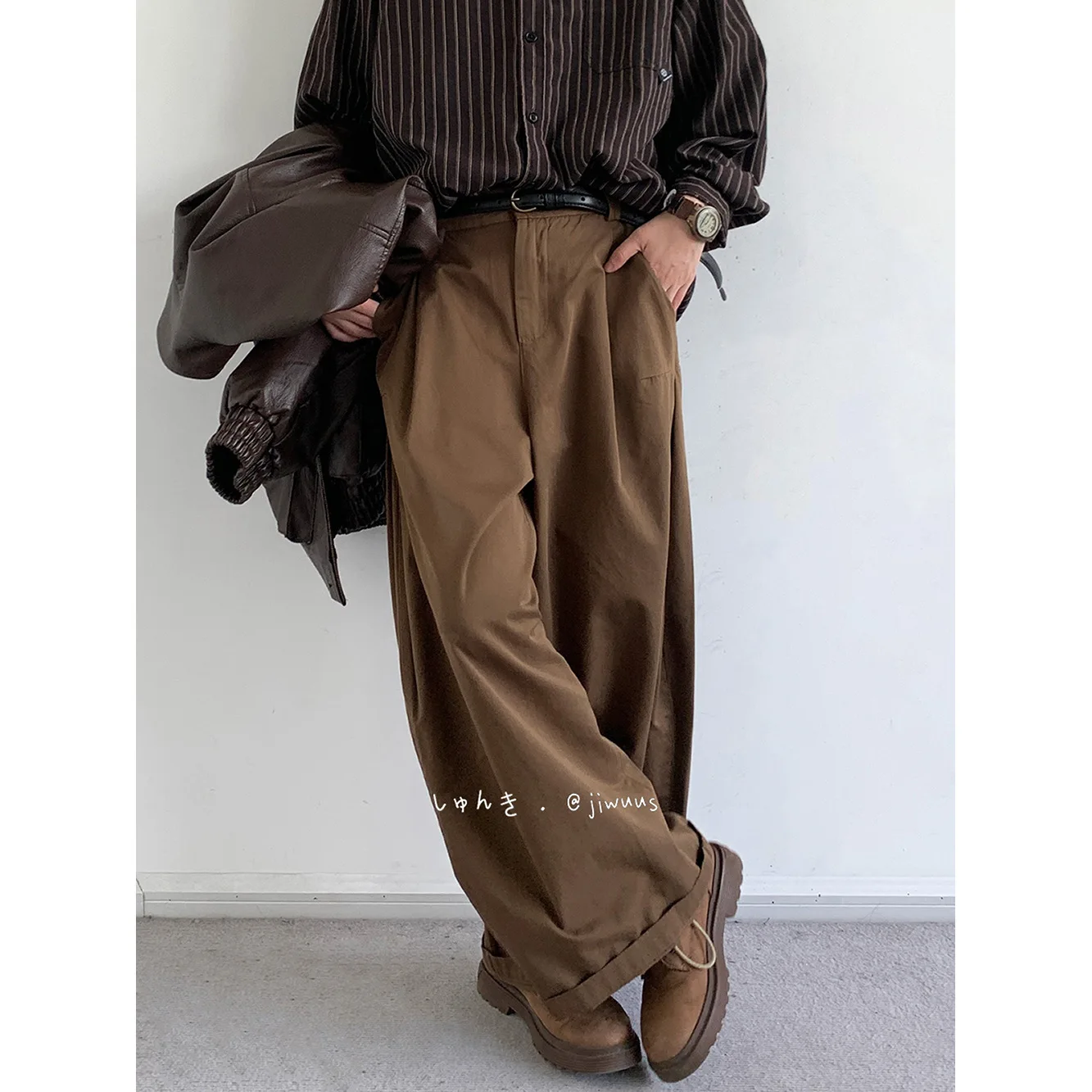 Vintage Brown Baggy Cargo Pants Men Harajuku Suit Pants Office Casual Trousers Male Wide leg Work New