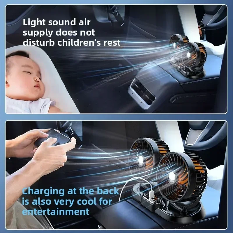Durable Car Fan 12V24V Large Truck Universal Durable Head Usb Small Fan Car Air Conditioner Silent Refrigeration Electri