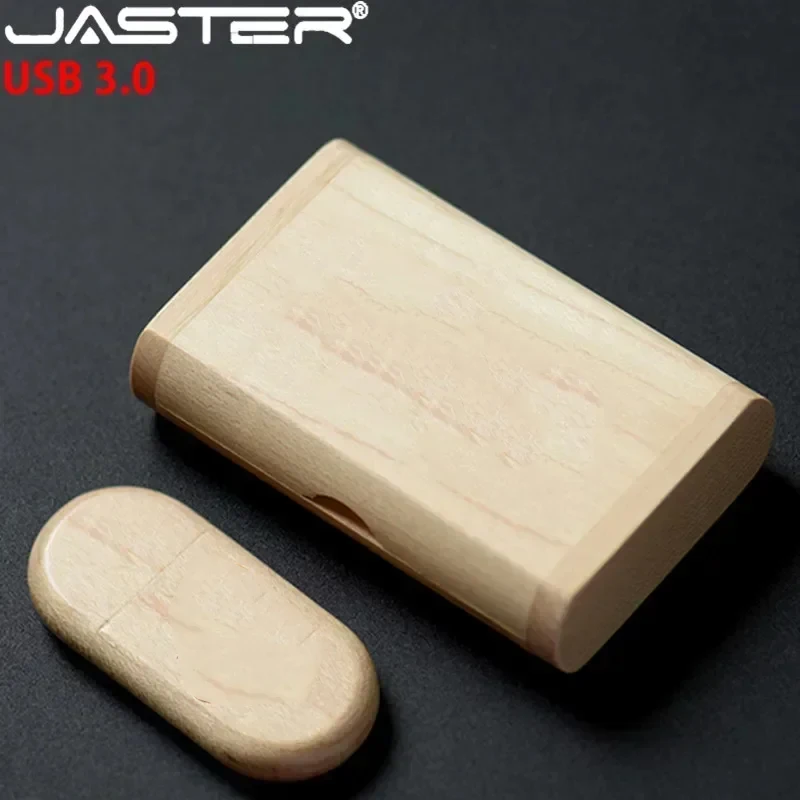 JASTER Wood USB 3.0 Flash Drive 128GB High Speed Pen Drive with Wooden Box 64GB Creative Business Gift Memory Stick 32GB 16GB