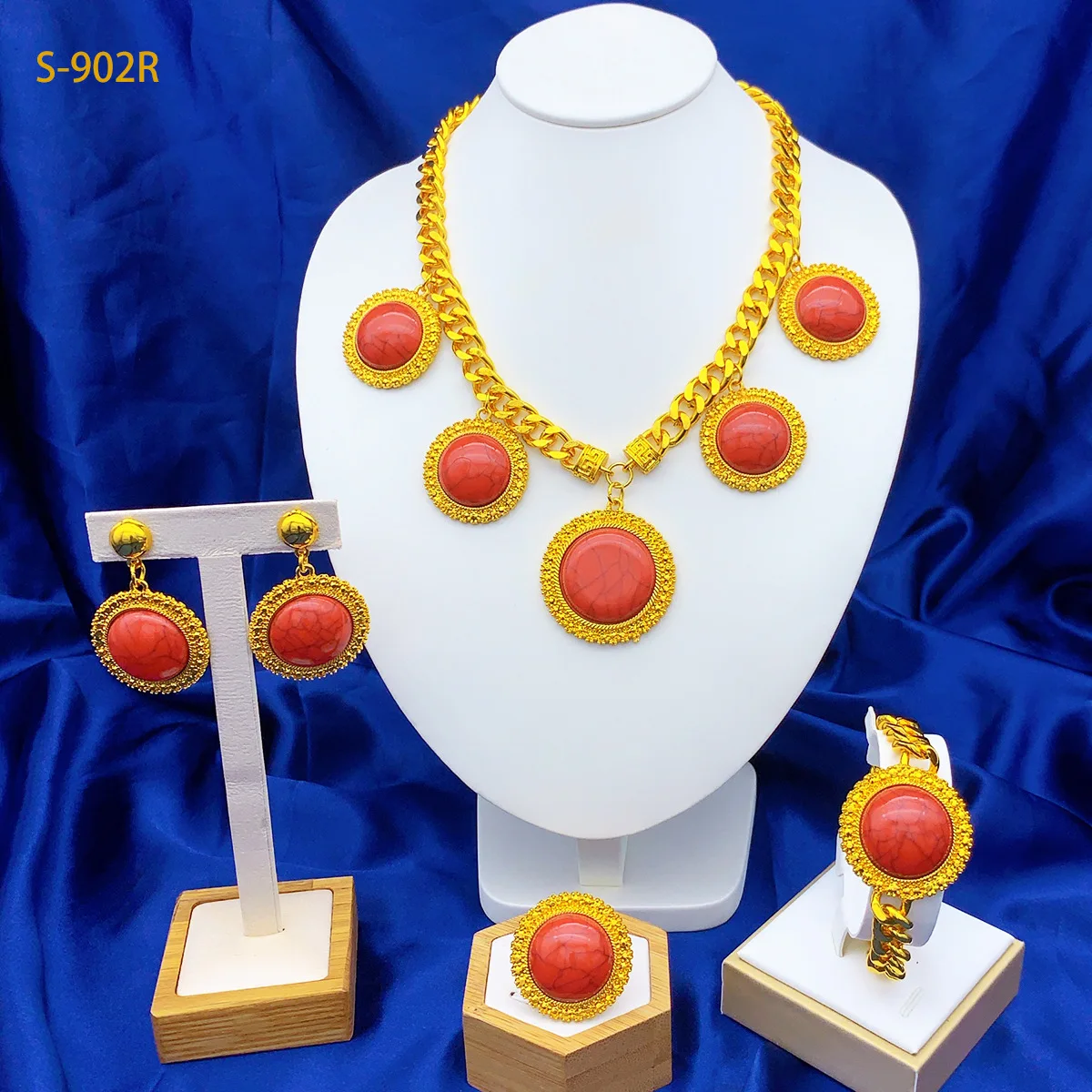 

Мода Дубай 24 К позолоченное ожерелье на заказ серьги кольца браслет комплект ювелирных изделий для свадебной вечеринки аксессуары DD10842