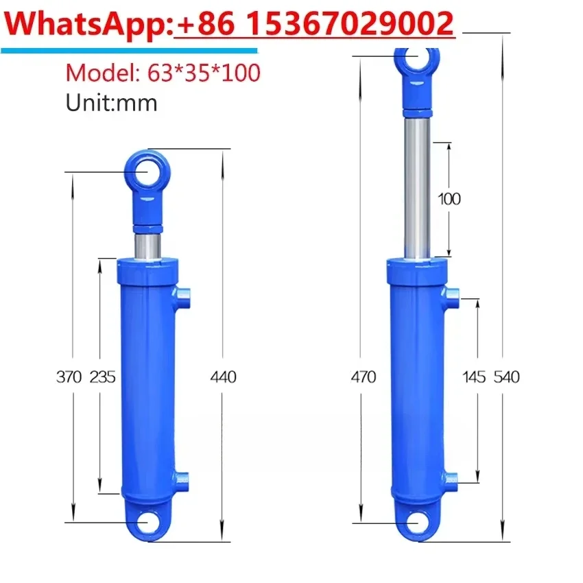 1PC 100/150/200mm Strokes Hydraulic Oil Cylinder Heavy Duty Bidirectional Lifting Small Wood Splitter 5 Ton Hydraulic Cylinder