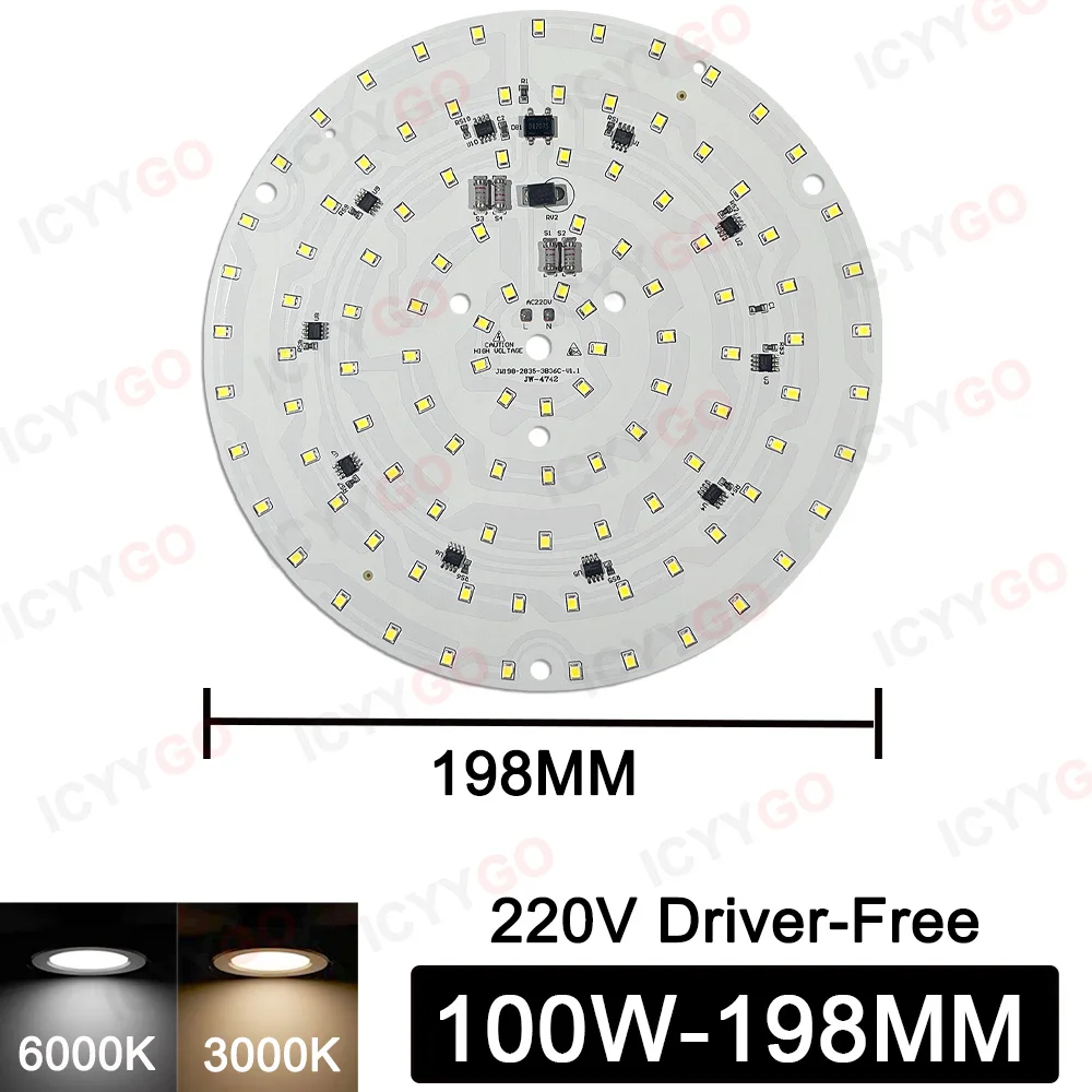 Imagem -03 - Led 15w 18 24 40 80 100 de Alta Potência Ac220240v Nenhum Driver Necessário Smd2835 Lâmpada Grânulo Faça Você Mesmo Pcb Redonda Lâmpada Led Iluminação Peças