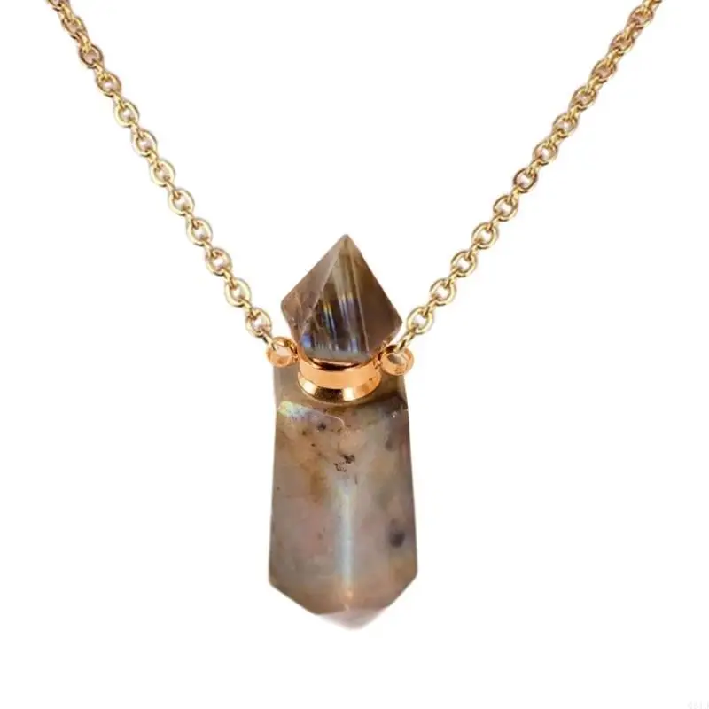 Elegant Perfume Container Necklace Pendant Adjustable Length Neckchain Ornament Stylish Crystal Clavicle Chain Ornament