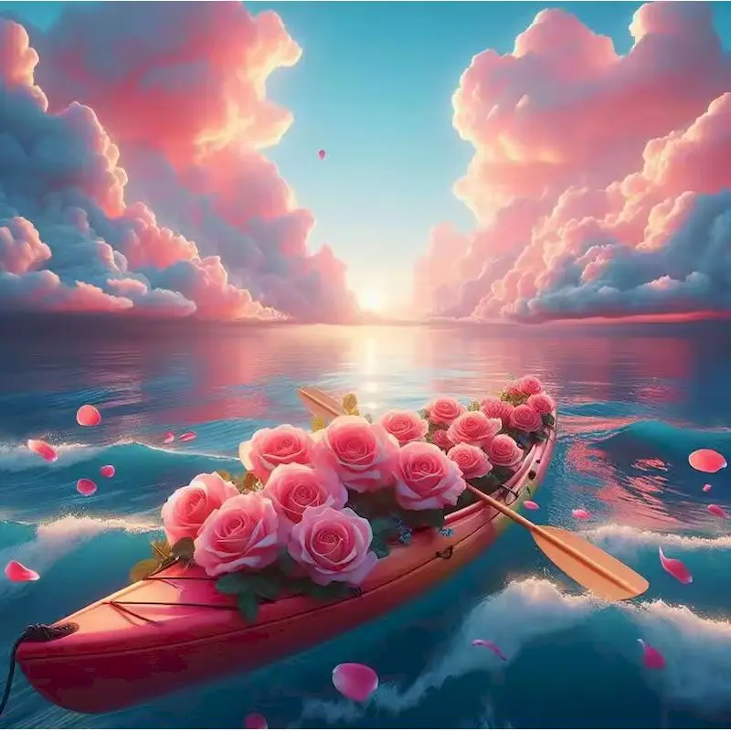 

GATYZTORY Diamond Painting Sunset Landscape Full Square Round Mosaic River DIY Embroidery Tree Handmade Gift