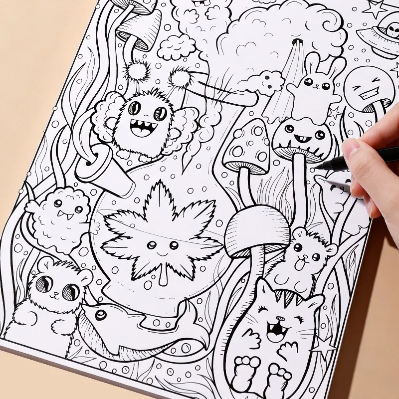 A Healing Graffiti Coloring Book, High-definition Mandala Line Drawing Coloring Album, Immersive Drawing Book, 24 Pages