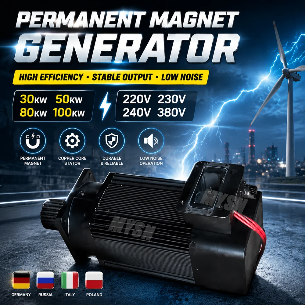 Low Noise 80000W Industrial Permanent Magnet Generator 220V 380V DIY Generator Kit Magnetic Alternator Household Dynamo for Farm