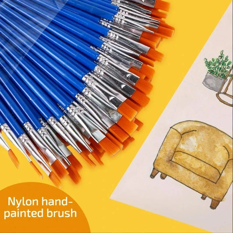 10-30pcs  Fine Oil painting brush acrylic painting digital painting children's environmental nylon brush row pen Stationery