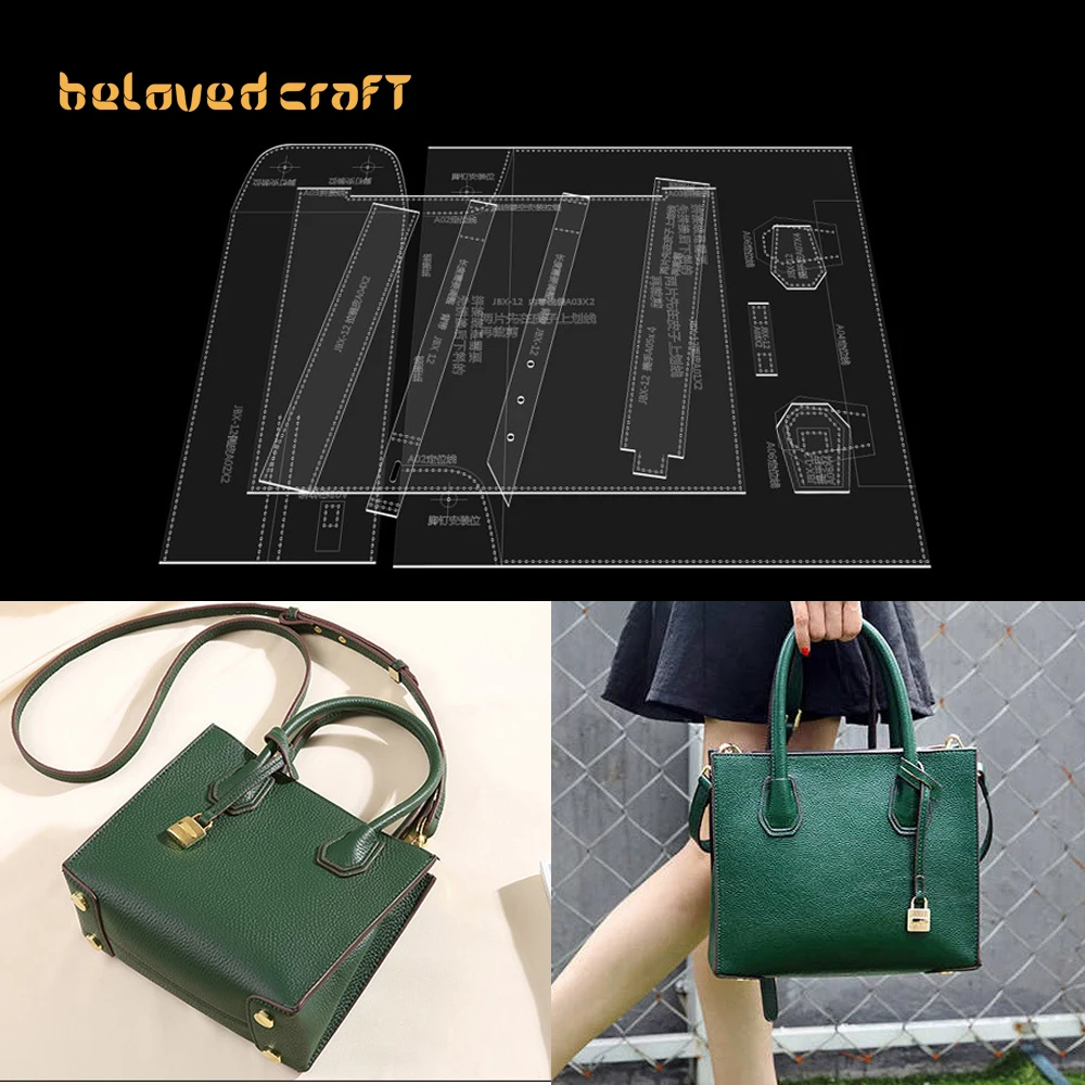 BelovedCraft Leather Bag Pattern Making with Kraft Paper and Acrylic Templates for Single Shoulder Crossbody Bag, Handbag, Tote