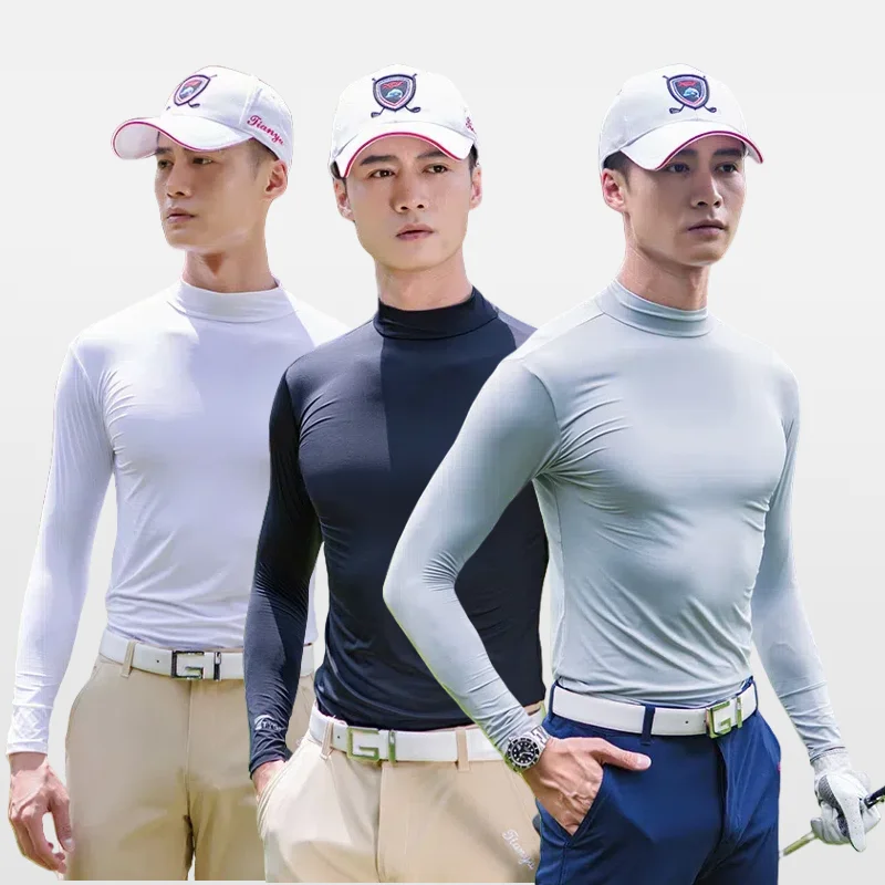 2024 New golf clothing summer men's ice silk base shirt long sleeved underwear sun protection shirt T-shirt and jersey tops