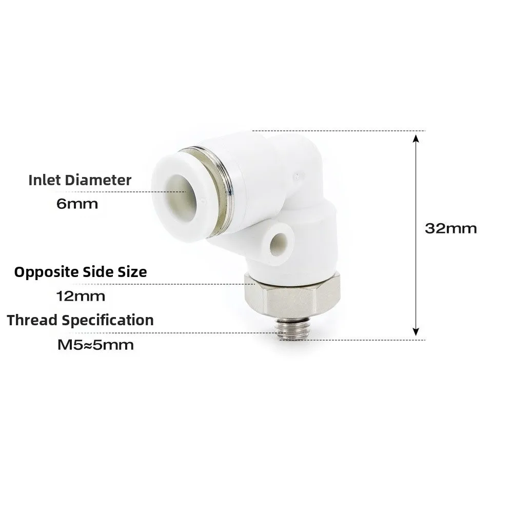 Plastic Air Fitting Pneumatic Adaptor Male Thread 90 Degree Elbow Push To Connect Air Tube Fitting BSPT Threads 1/8