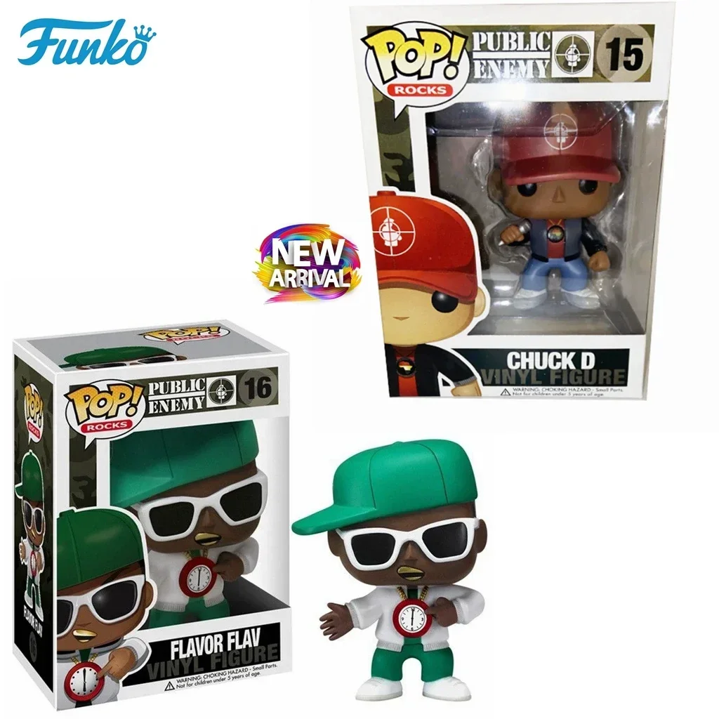 Funko Pop Rocks Public Enemy CHUCK D 15# Flavor Flav 16# Singer Vinyl Figure Toy PVC Figure Collection Decoration Hot Anime Toys