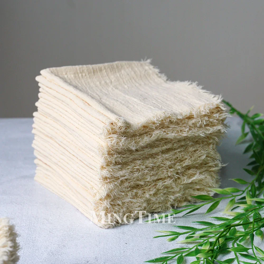 10-50pcs 32x32cm Cloth Napkins Cotton Gauze Retro Burr Table Napkin Vintage Serviettes Tea Towel Wedding Party Home Wholesale