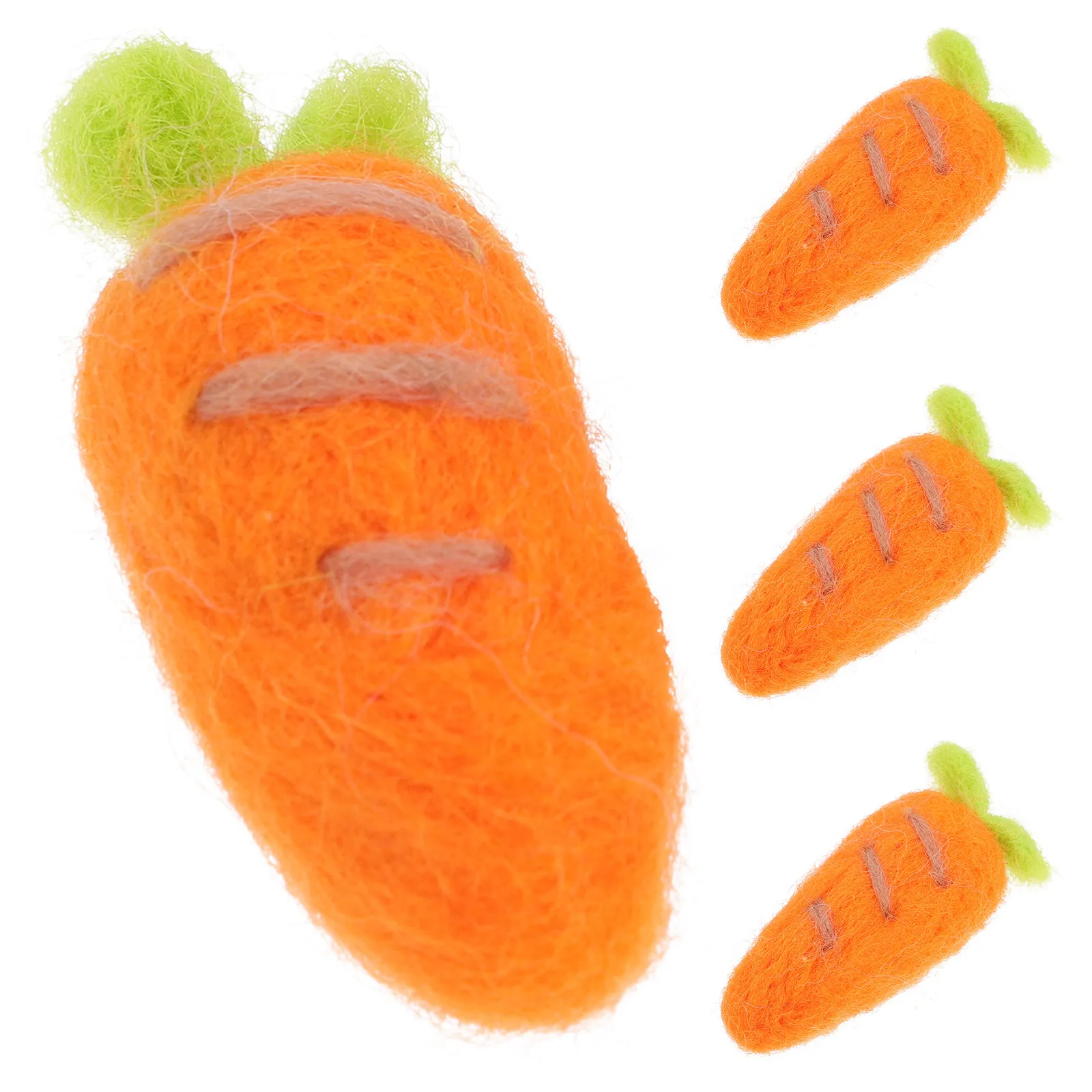 4Pcs Felt Carrot Hair Clip DIY Felting Accessory Set Wool Craft Kit for Beginners Adorable Craft Making Supplies Easter