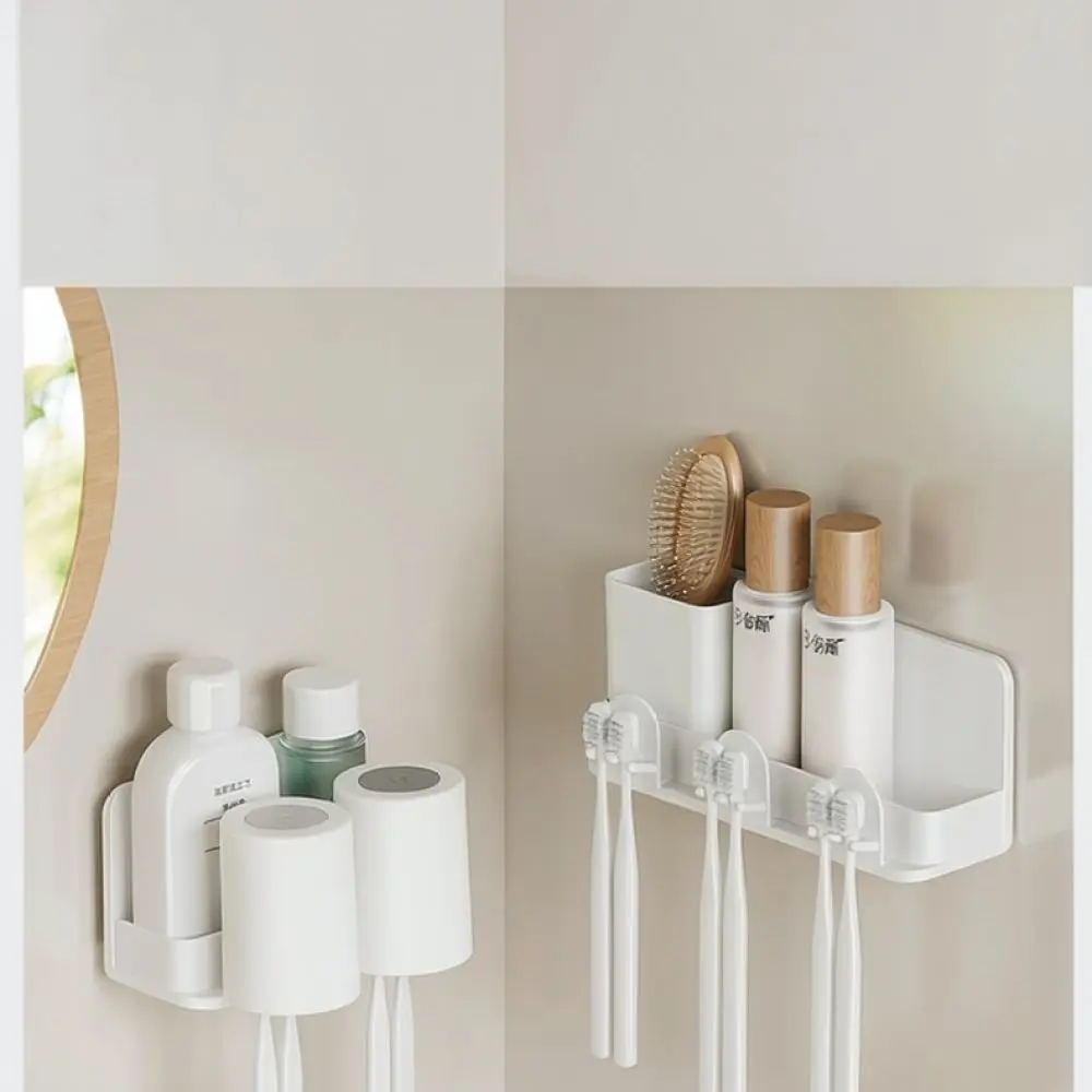 Wall Mounted Toothbrush Holder Rack Bathroom Organizer Punch Free Storage Stand For Gongqin Washroom Container Shelf