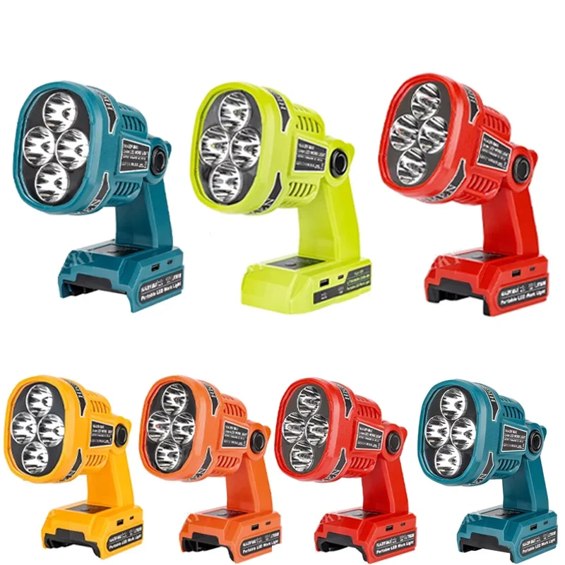 

For Makita/Milwaukee/Dewalt/Bosch/Black&Decker/Craftsman/Ryobi 18V Li-ion Battery LED Work Light Flashlight Portable Lamp Light