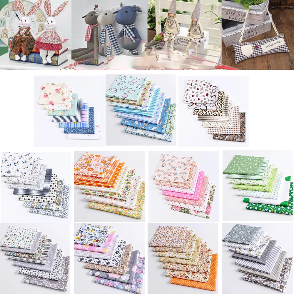 7PCS 25 X 25CM Squares Cotton Craft Fabric Cloths For DIY Bundle Patchwork Quilting Sewing Scrapbooking Artcraft