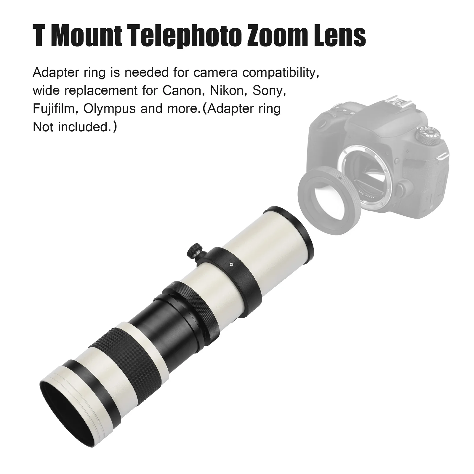 Camera MF Super Telephoto Zoom Lens F/8.3-16 420-800mm T Mount with Universal 1/4 Inch Thread for Canon Nikon Sony Cameras