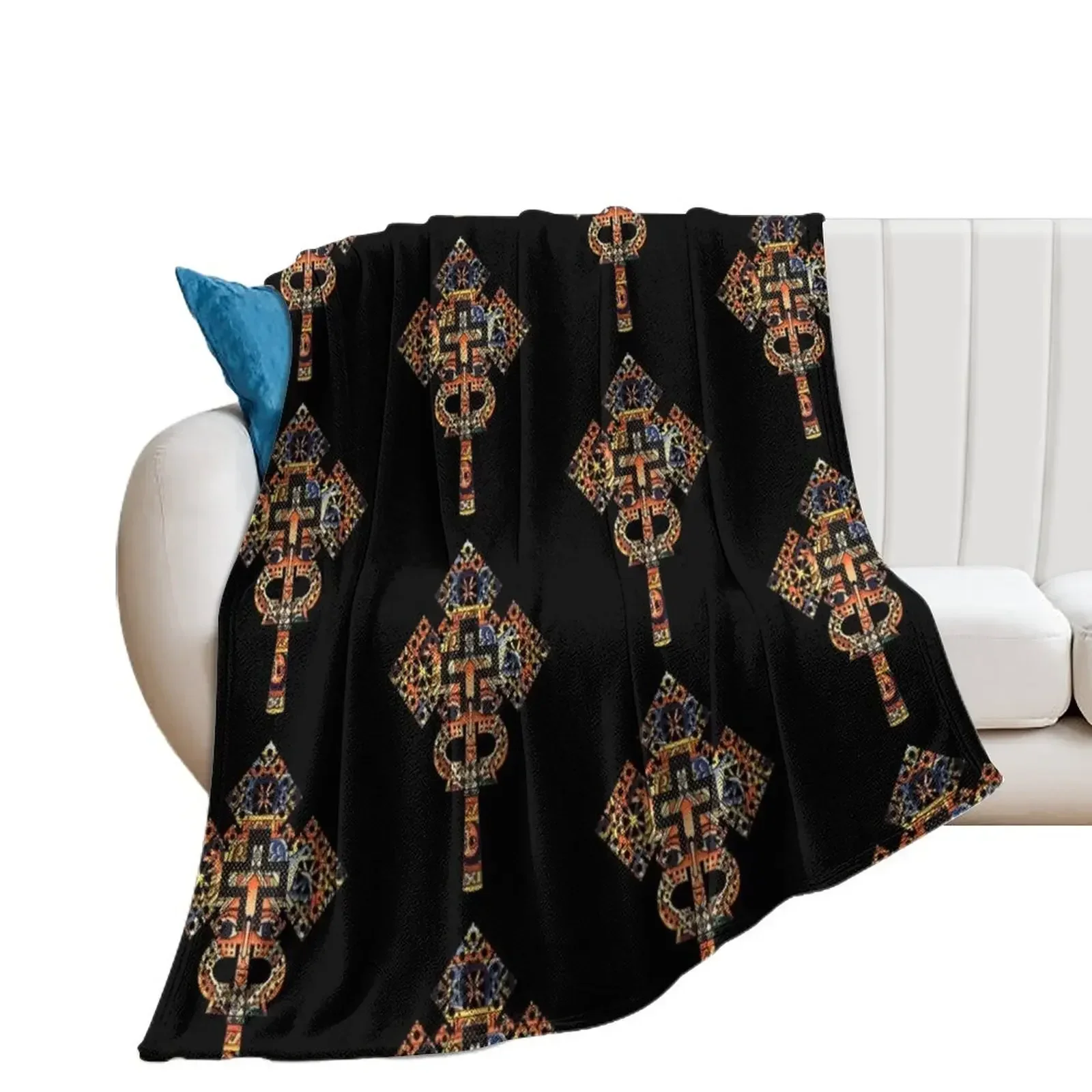 African Art Ethiopian cross Throw Blanket Thins Camping For Decorative Sofa Heavy Blankets