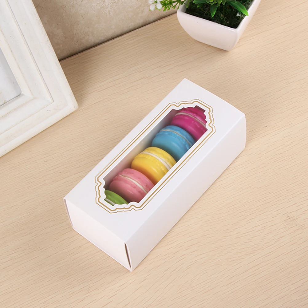 

30pcs Macarons Box For 5 Macaron Container Drawer Type Paper Material Transparent Window Macaron Boxes Separated Squish Proof