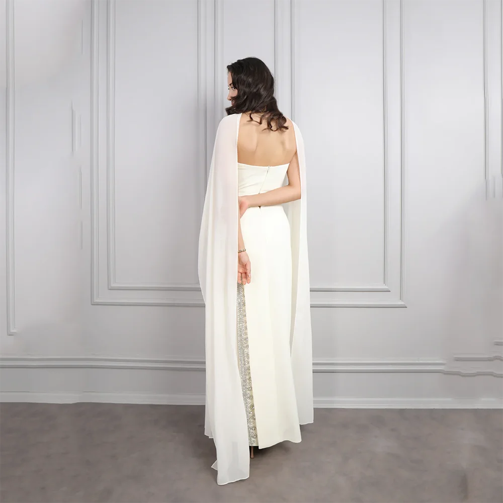 Customized High Collar Long Evening Dresses Elegant Formal Occasion Prom Gowns Bead Crystal 2025 Ankle Length Prom Dresses