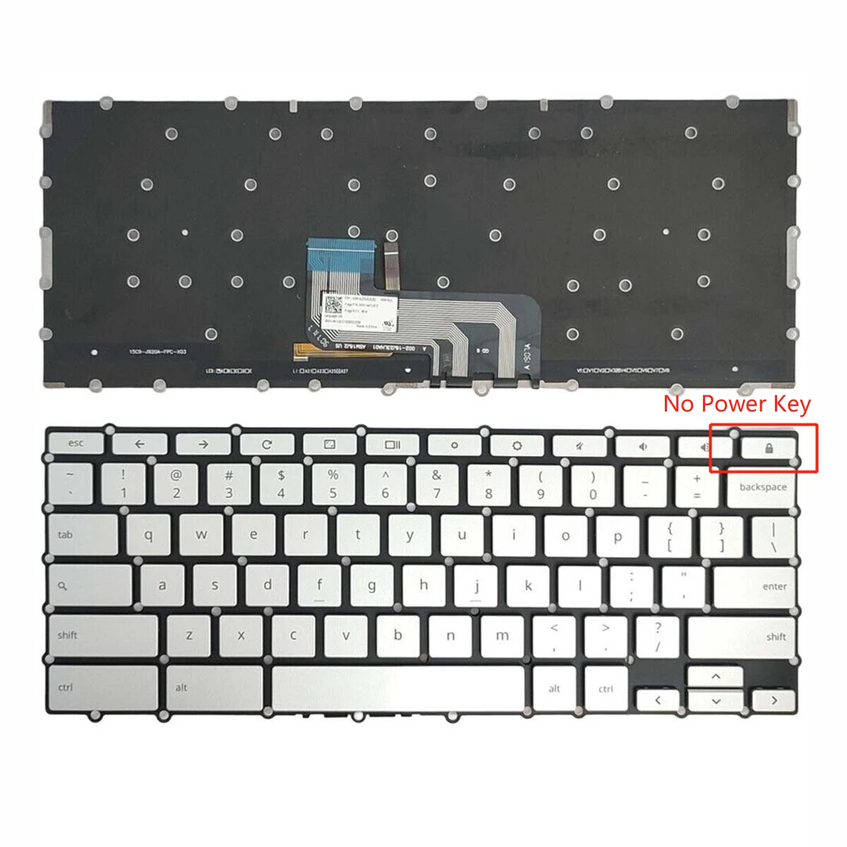 

New US Backlit Keyboard For Asus ChromBook C425 C425T C425TA C433 C433TA C434 C434T C434TA 0KN1-AE1US1212 0KN1-AE1UI12 Silver