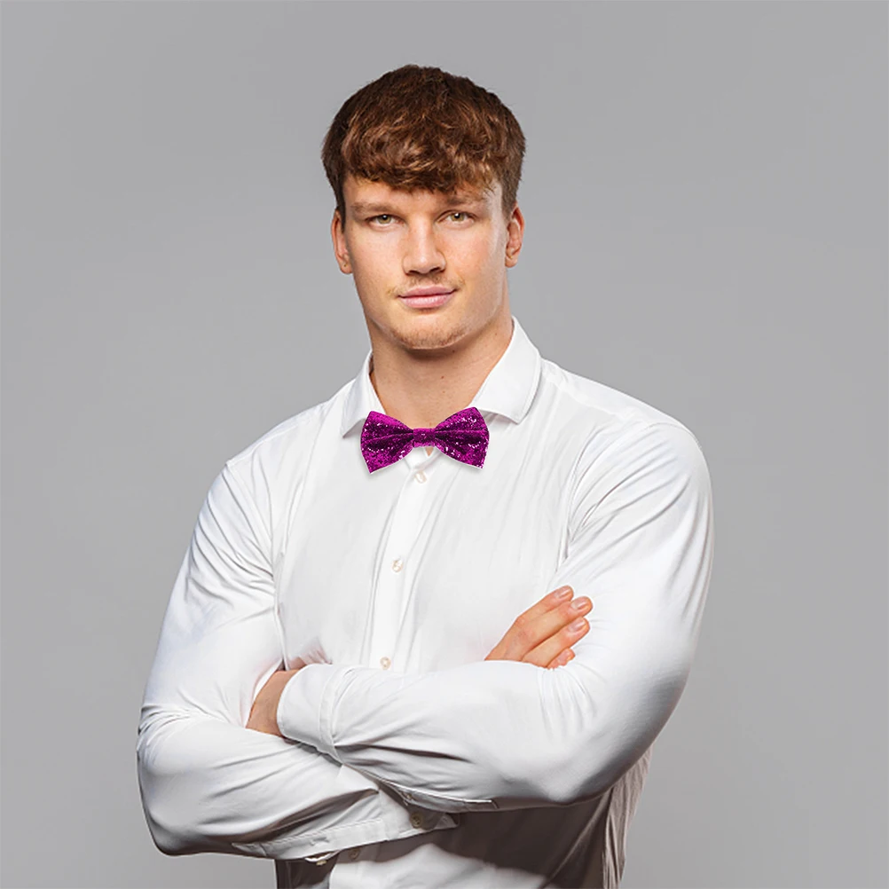 

2pcs Glitter Sequin Adjustable Carnival Bow Ties Adult Kids PU Mens Bow Ties Banquet Stage Graduation Ceremony