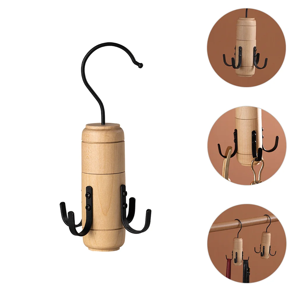 Solid Wood Tie Rack Bag Rotatable Hook Belt Storage Waist Scarf Holder Hanger Hanging Clothes Rotation Shoes Coat