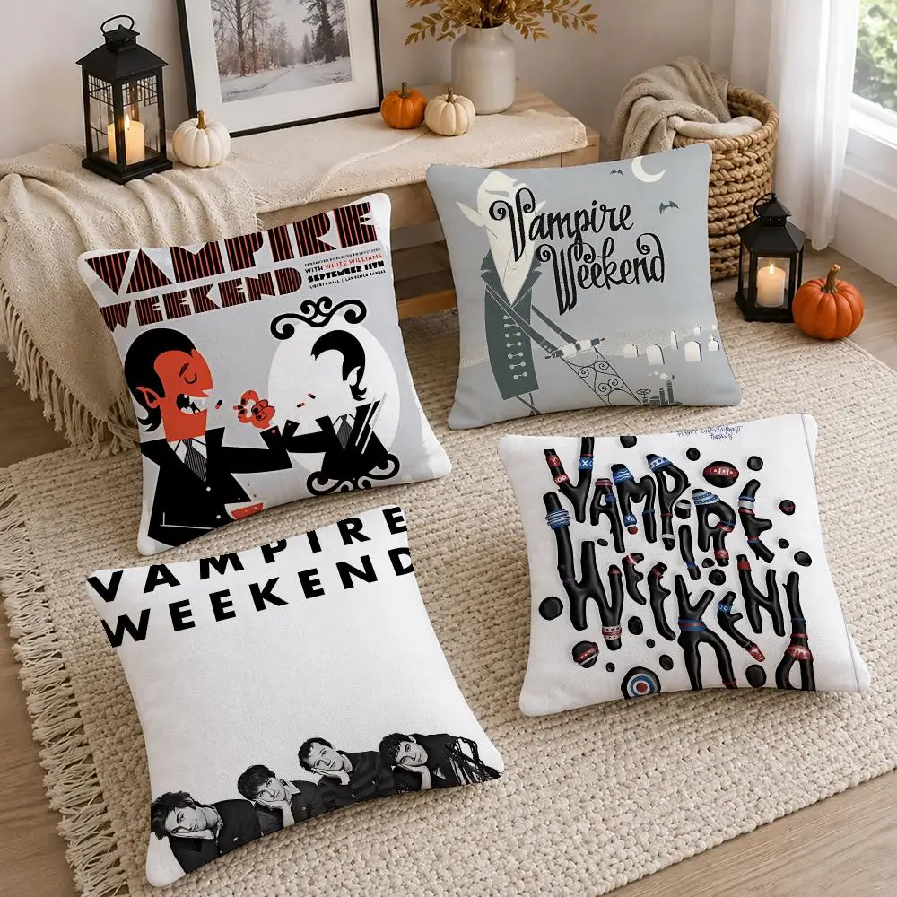 Indie Band Vampire Weekend Cushion Cover Washable Short Plush Pillowcase, Wrinkle Resistant Cushion Cover for Bedroom Decor Gift