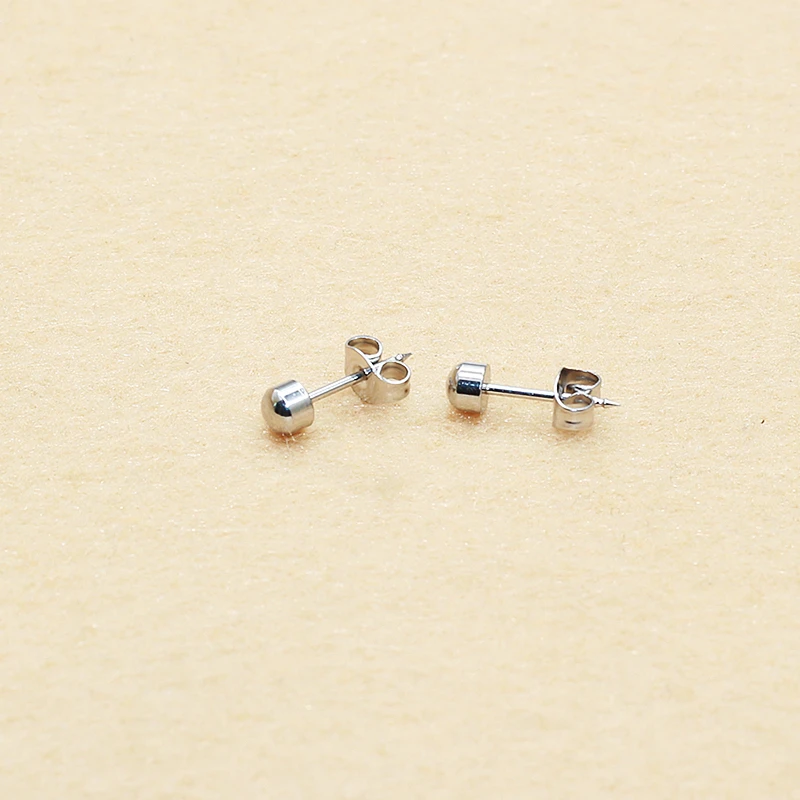 

Titanium Highly Polished 0.8*4MM Stainless Steel Small Ball Push-back Stud Earrings For Men Women