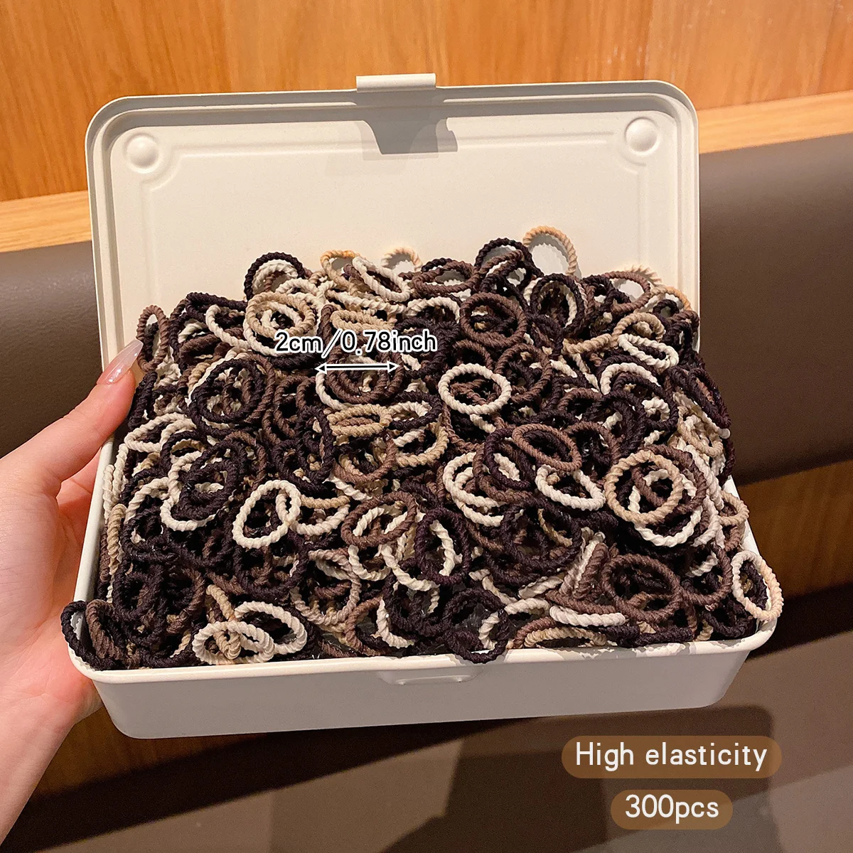 300 coffee colored rubber bands, Korean version, elastic and durable headband suitable for daily use as a hair accessory