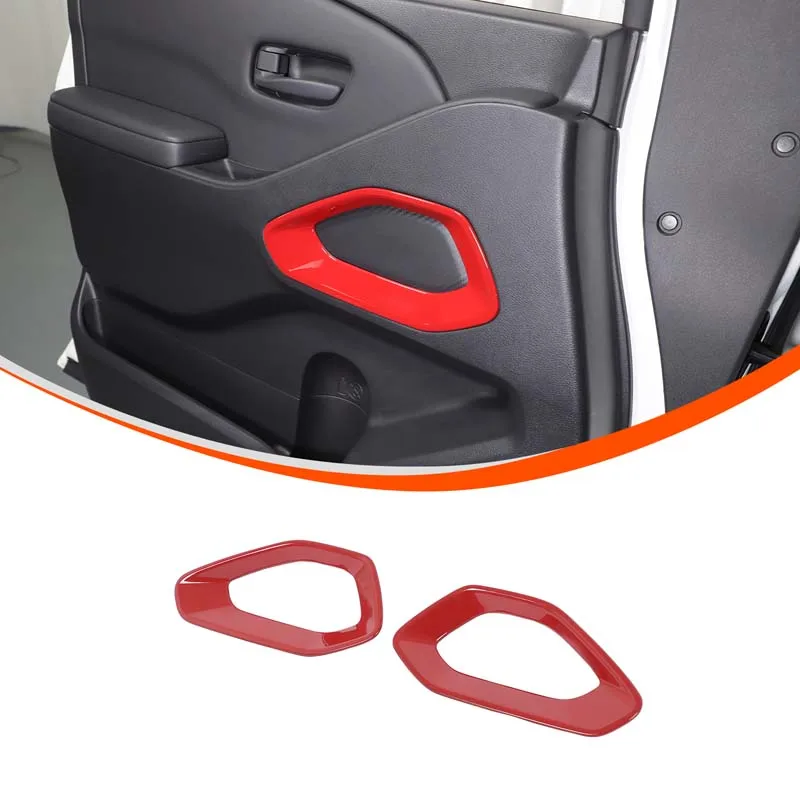 

For Nissan Frontier 2022-2024 Inner door panel decorative frame stickers ABS material Red car Accessories 2 Pcs