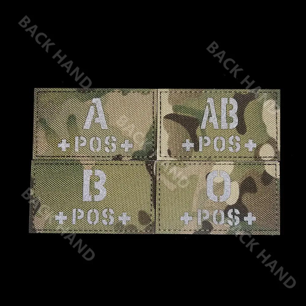 Reflective IR  Large Blood Type A B O Night Identification Badge First Aid Magic Patches Helmet Morale Badge Military Acessories