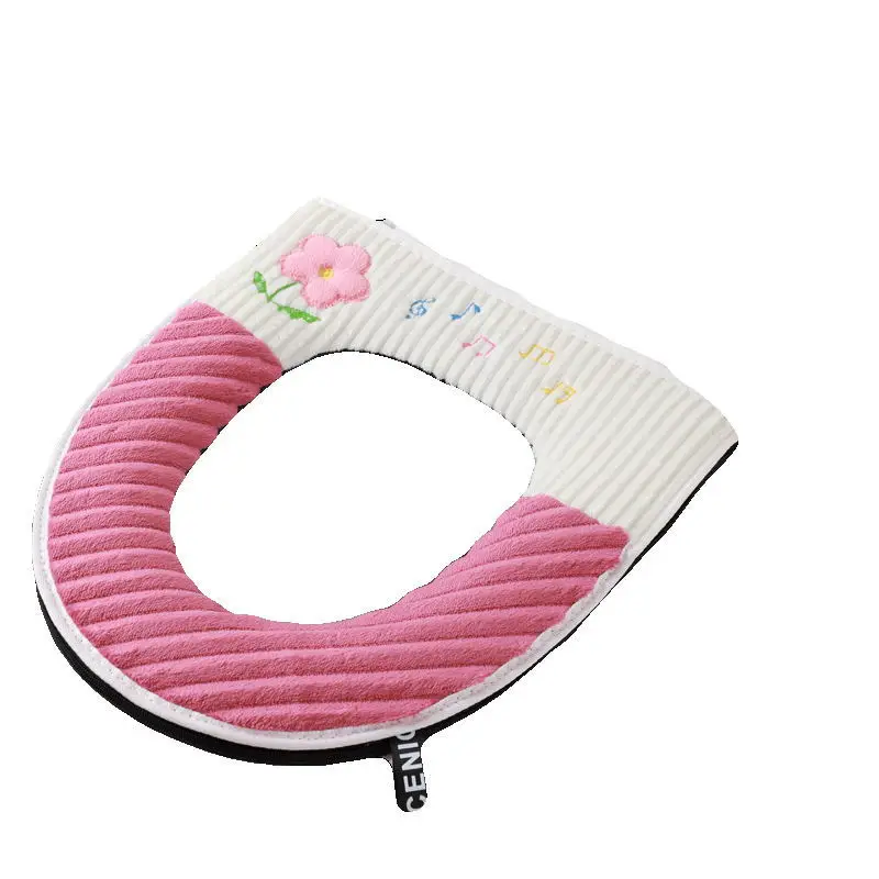 Home Toilet Seat Cover Thickened Zipper Four Seasons Universal Stitching Cute Embroidered Toilet Seat Ring Cover Toilet Trap pad