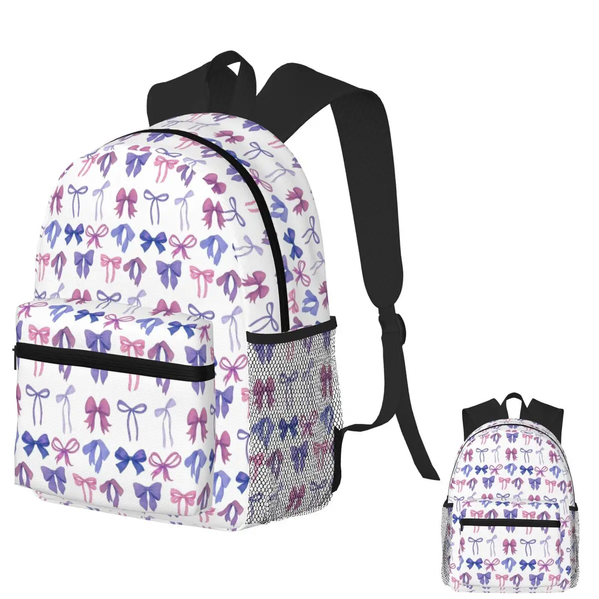 

Purple And Pink Watercolor Ribbon Bow Set Clipart Student Backpack School Bag Hiking Travel Daypack Bookbag Shoulder Bags