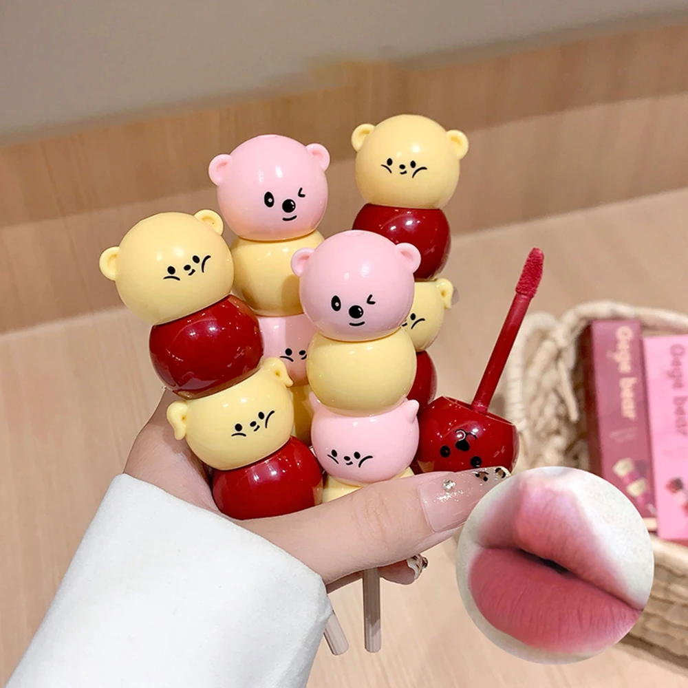 Gege Bear ماتي المخملية لطيف الحصان الشفاه الطين كريم الشفاه الشفاه الطين طويلة الأمد اللون غير تجفيف أحمر الشفاه #2