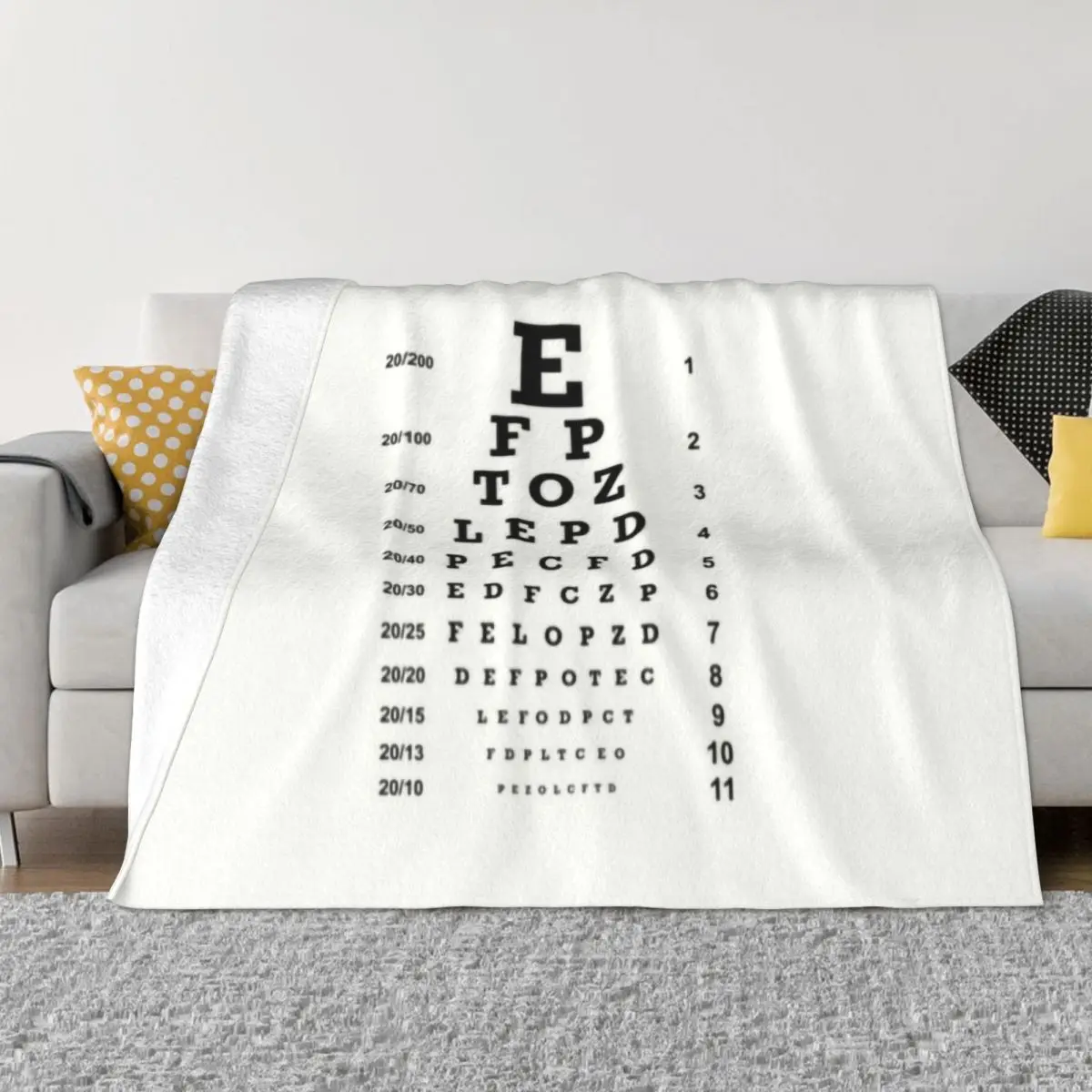 3D Print Optician Glasses Gift Blankets Breathable Soft Flannel Autumn Eye Chart Throw Blanket for Sofa Car Bedroom