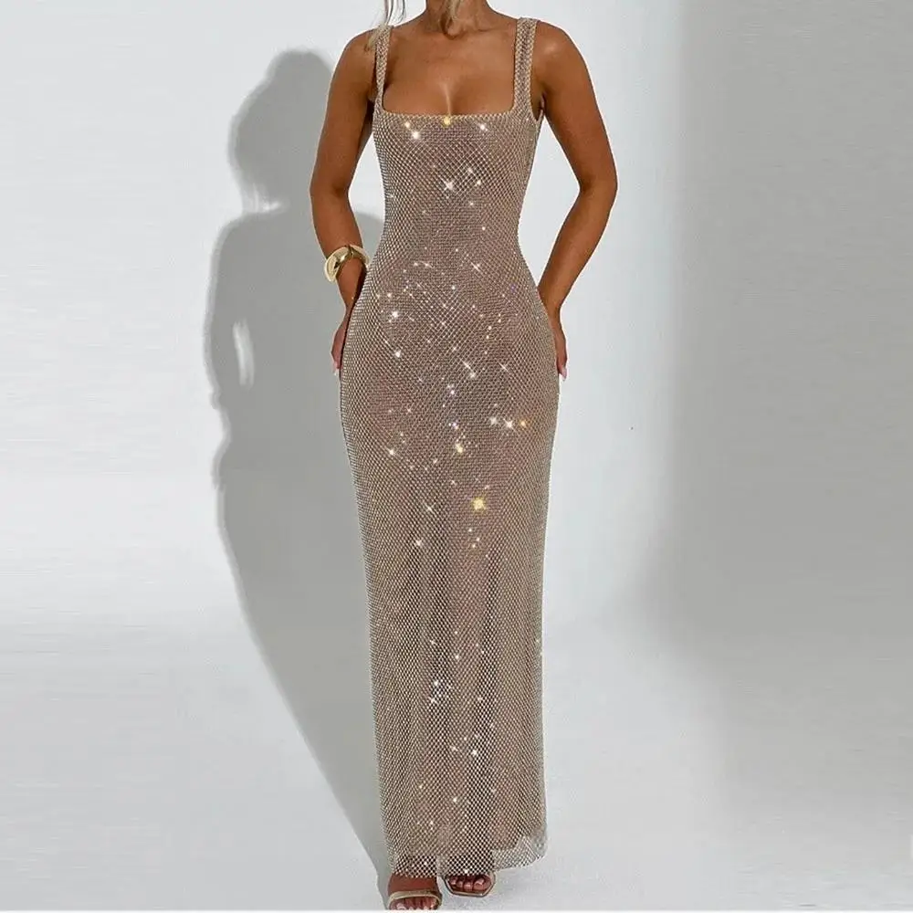 

Блестящее золотое вечернее платье 2026, квадратные бретели, открытая спина, с блестками, пышные вечерние платья для выпускного вечера, Robe De Soiree