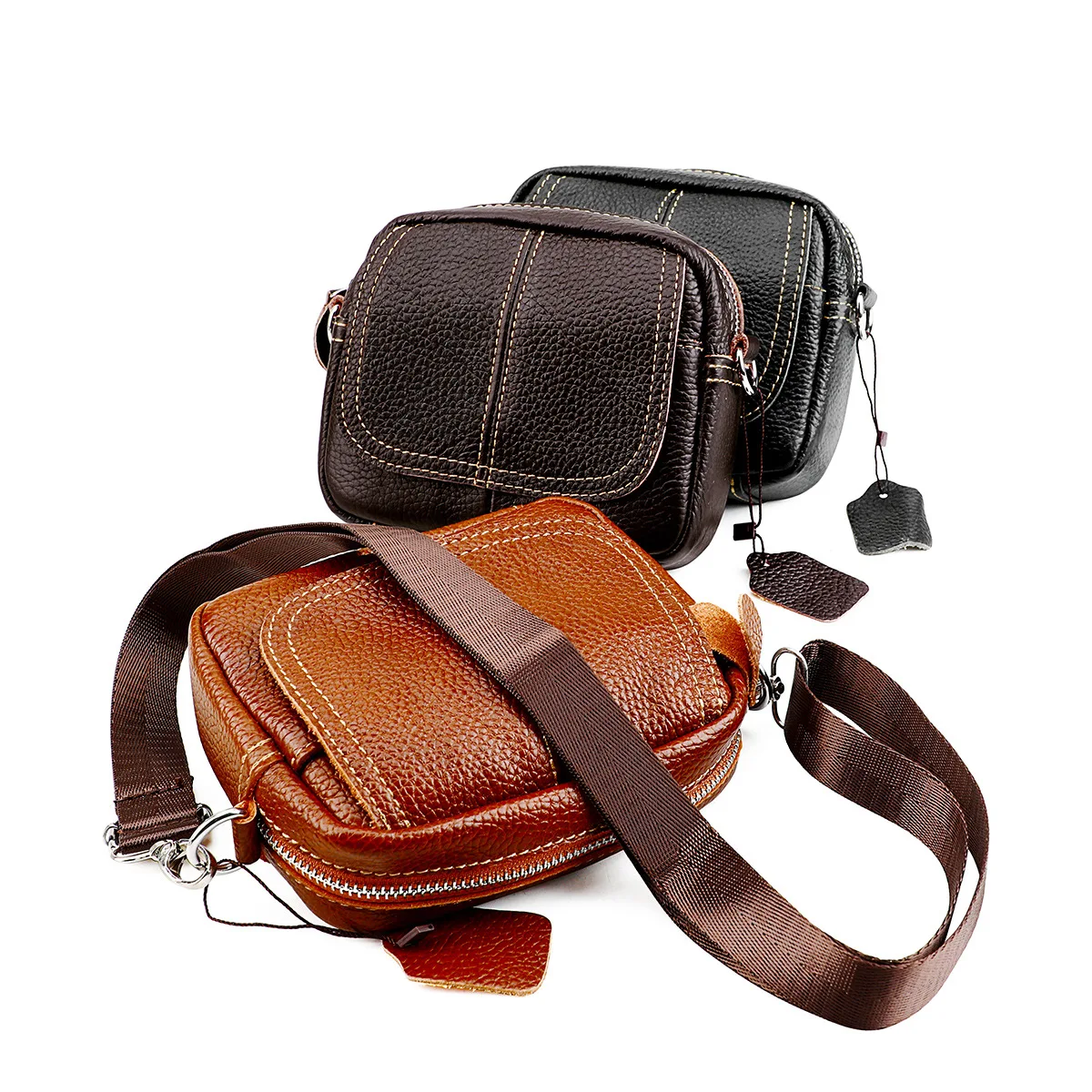 New Men's Handbag And Women's Crossbody Bag Male Belt Bag Multifunctional Shoulder Bag Top-layer Cowhide Phone Bag