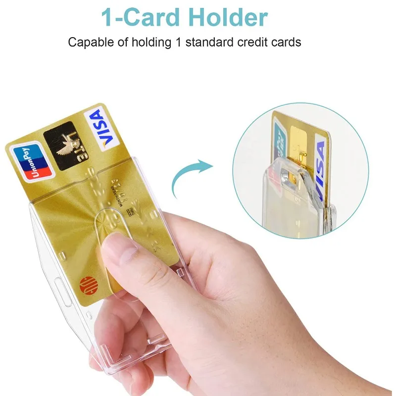 Porte-cartes en plastique dur transparent, étui de protection pour touristes, poignée au pouce, porte-carte d'identité, accessoires d'infirmière, horizontal et vertical, PC