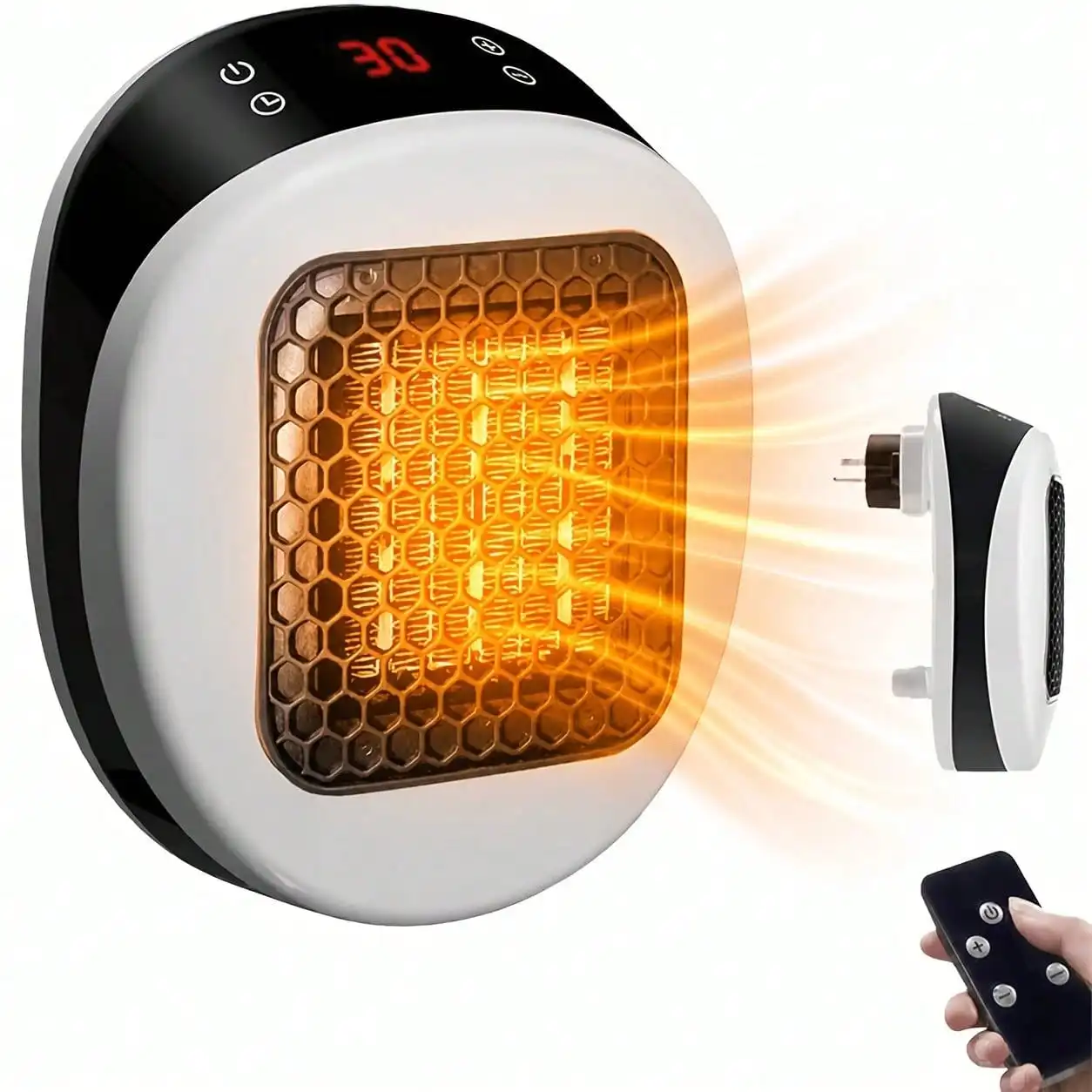 Mini Garage Electric Heater, Wall Mounted Mini Heater, Equipped With Adjustable Temperature Remote Control, Timer And LED Display Screen, Temperature Control Overheating Protection, Suitable For Indoor/Outdoor, Garage, Workshop